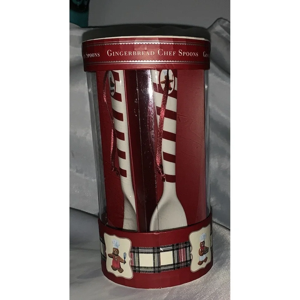 Williams Sonoma Gingerbread Chef Spoon Set of 4 Earthenware Marc Lacaze 2009 NEW